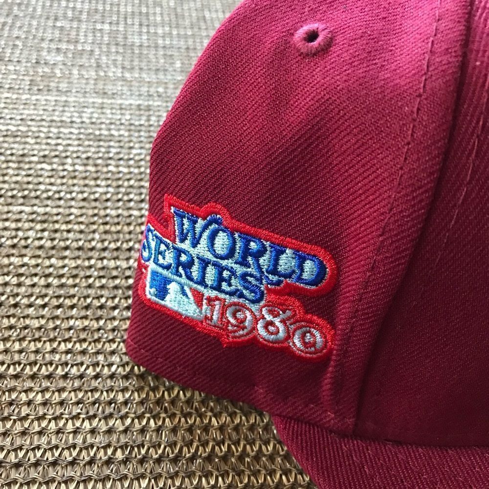 New Era Philadelphia Phillies Fitted Hat Cooperstown 1980 World Series 7 1/4 - Picture 2 of 5